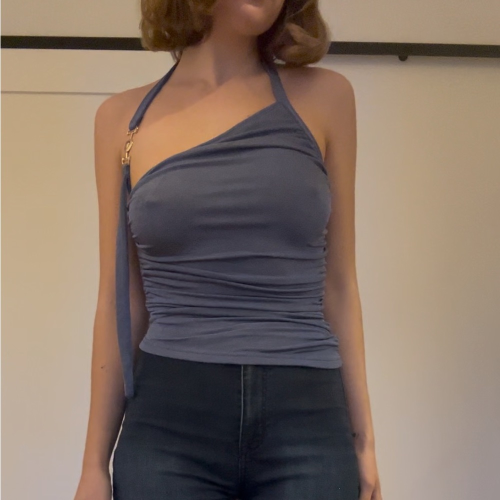 Stylish Blue Ruched Tube Top